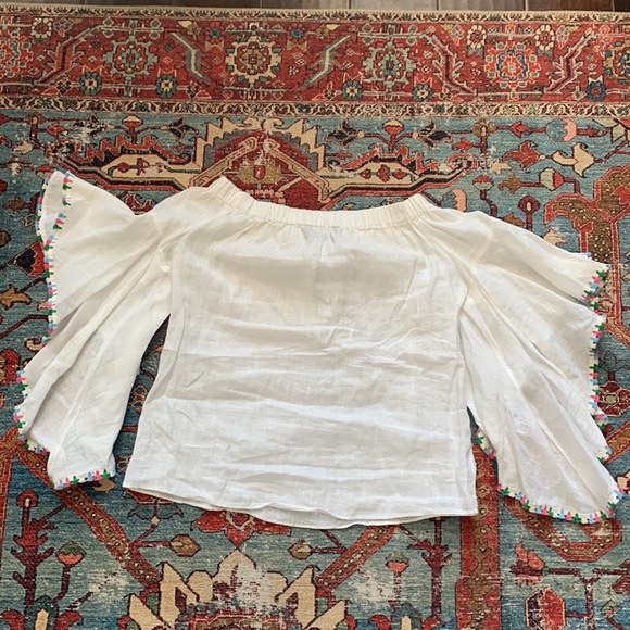 Zara embroidered peasant top blouse boho XS 0 2 batwing dolman bell sleeves - Picture 2 of 4